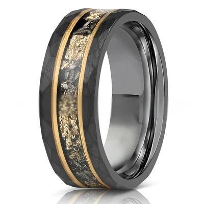 Vintage Black 24K Gold Inlay Ring